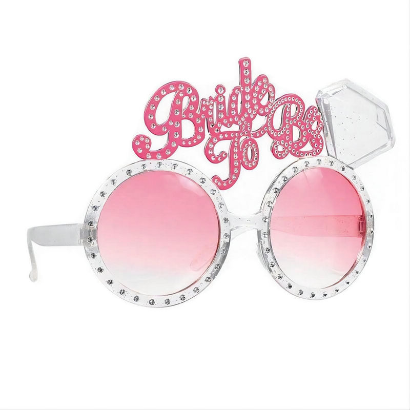 Bride-to-Be Fun Party Glasses Bling Diamond Ring Round Frame
