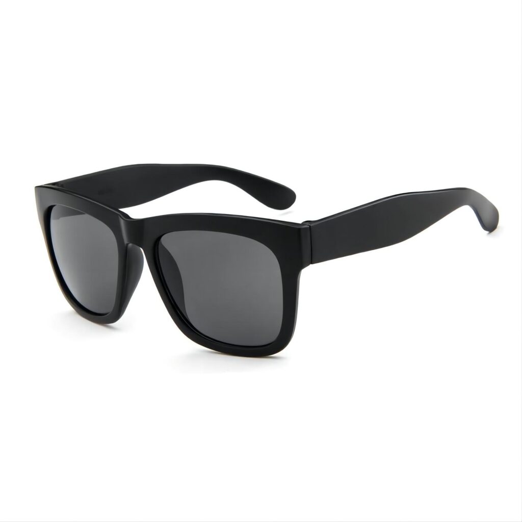 Retro Square Fashion Sunglasses Black Frame Gray Lens