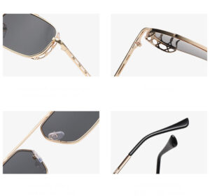 Grey Cutout Frame Rectangle Flat Top Sunglasses Details