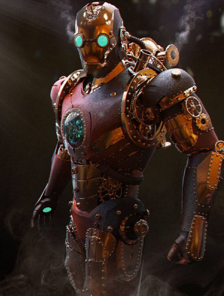 Steampunk-style iron man