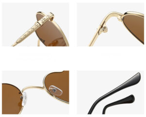 Brown Women's Metal Heart Frame Sunglasses Details