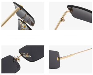 Square Frameless Sunglasses Gold-Tone Arms Details